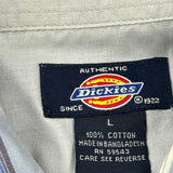 Dickies Striped Short Sleeve Shirt - Large Blue Cotton