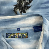 Campia Graphic Hawaiian Shirt - Large Blue Viscose