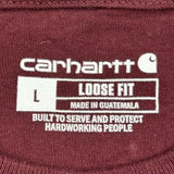Carhartt Long Sleeve T-Shirt - Large Burgundy Cotton