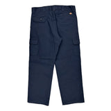 Dickies Cargo Trousers - 37W 32L Navy Cotton Blend