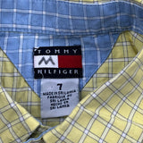 Age 7 Tommy Hilfiger Checked Short Sleeve Shirt - Small Yellow Cotton