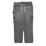 Workwear Carhartt Double Knee Carpenter Pants - 36W 30L Gray Cotton