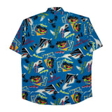 Jazz Fashion Graphic Hawaiian Shirt - Large Blue Cotton