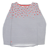 JOULES Striped Womens T-Shirt White Long Sleeve UK 12