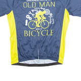 OLD MAN WITH A BICYCLE Cycling Mens Jersey Blue 1/4 Zip XL