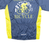OLD MAN WITH A BICYCLE Cycling Mens Jersey Blue 1/4 Zip XL