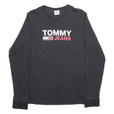TOMMY HILFIGER Mens T-Shirt Black Long Sleeve S