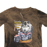 Legends Never Die Mens Tie Dye T-Shirt Brown V-Neck L