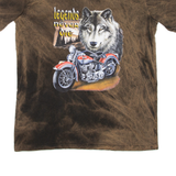 Legends Never Die Mens Tie Dye T-Shirt Brown V-Neck L