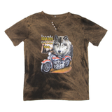 Legends Never Die Mens Tie Dye T-Shirt Brown V-Neck L