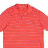 NAUTICA Mens Polo Shirt Red Striped L