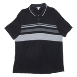 CALVIN KLEIN Mens Polo Shirt Black Striped XL