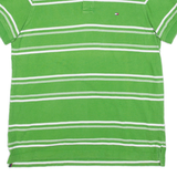 TOMMY HILFIGER Mens Polo Shirt Green Striped M