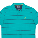 NAUTICA Mens Polo Shirt Blue Striped L