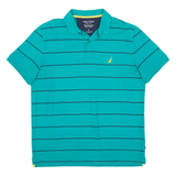 NAUTICA Mens Polo Shirt Blue Striped L