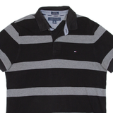 TOMMY HILFIGER Mens Polo Shirt Black Striped M