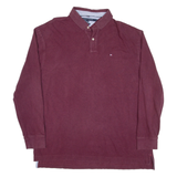 TOMMY HILFIGER Mens Polo Shirt Maroon Long Sleeve 2XL