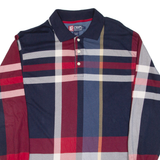 CHAPS RALPH LAUREN Mens Polo Shirt Blue Check Long Sleeve L