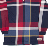 CHAPS RALPH LAUREN Mens Polo Shirt Blue Check Long Sleeve L