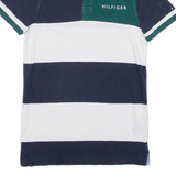 TOMMY HILFIGER Slim Fit Mens Polo Shirt Blue Striped XS