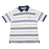 CHAPS RALPH LAUREN Mens Polo Shirt White Striped M