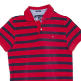 TOMMY HILFIGER Slim Fit Mens Polo Shirt Red Striped XS