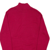 NAUTICA Mens Heavy Knit Jumper Red Button Neck Chunky Knit S