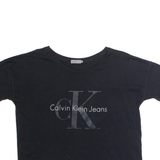 CALVIN KLEIN JEANS Cropped Womens T-Shirt Black Crew Neck M