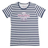 HARD ROCK CAFE Hamburg Striped Womens T-Shirt Blue Crew Neck L