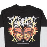 FSBN Relaxed Fit Mens T-Shirt Black Long Sleeve M