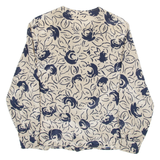RUSS Womens Printed Shirt Beige Long Sleeve 90s Floral M
