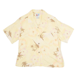PEARL HEAD BAY Womens Printed Shirt Yellow Collared 90s Silk Floral M