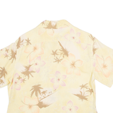PEARL HEAD BAY Womens Printed Shirt Yellow Collared 90s Silk Floral M