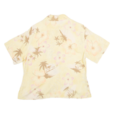 PEARL HEAD BAY Womens Printed Shirt Yellow Collared 90s Silk Floral M