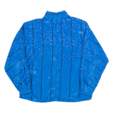 LATERINA Womens Shirt Blue Button Neck Long Sleeve Floral M