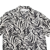 CLAUDIA RICHARD Womens Printed Shirt White Collared Crazy Pattern M