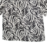 CLAUDIA RICHARD Womens Printed Shirt White Collared Crazy Pattern M