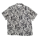 CLAUDIA RICHARD Womens Printed Shirt White Collared Crazy Pattern M