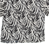 CLAUDIA RICHARD Womens Printed Shirt White Collared Crazy Pattern M