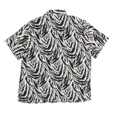 CLAUDIA RICHARD Womens Printed Shirt White Collared Crazy Pattern M