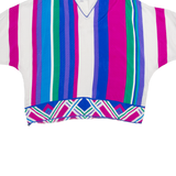 VICTOR COSTA Womens Printed Blouse Blue V-Neck 3/4 Sleeve Striped 2XL