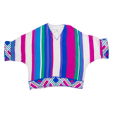 VICTOR COSTA Womens Printed Blouse Blue V-Neck 3/4 Sleeve Striped 2XL