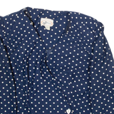 AMY-DEB Womens Printed Blouse Blue V-Neck 3/4 Sleeve Polka Dot M