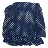 AMY-DEB Womens Printed Blouse Blue V-Neck 3/4 Sleeve Polka Dot M