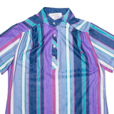 MAGGIE SWEET Womens Blouse Blue Button Neck Striped M