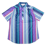 MAGGIE SWEET Womens Blouse Blue Button Neck Striped M