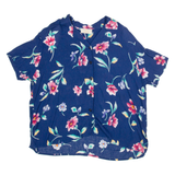 JACLYN SMITH Petite Womens Printed Shirt Blue Collared Floral L