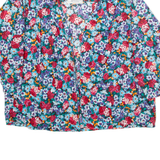 PRETENSE Womens Printed Blouse Blue V-Neck Long Sleeve Floral M
