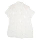 Womens Printed Blouse White V-Neck Viscose Floral UK 20