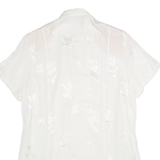 Womens Printed Blouse White V-Neck Viscose Floral UK 20